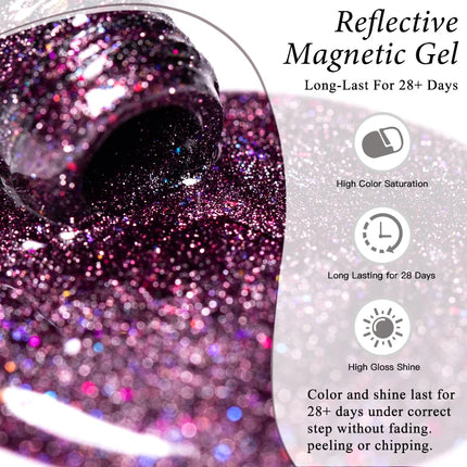 7ml Cat Reflective Magnetic Gel Nail Polish Purple Red Glitter Semi Permanent UV Gel Varnish Soak Off Nail Supplies Manicure DIY