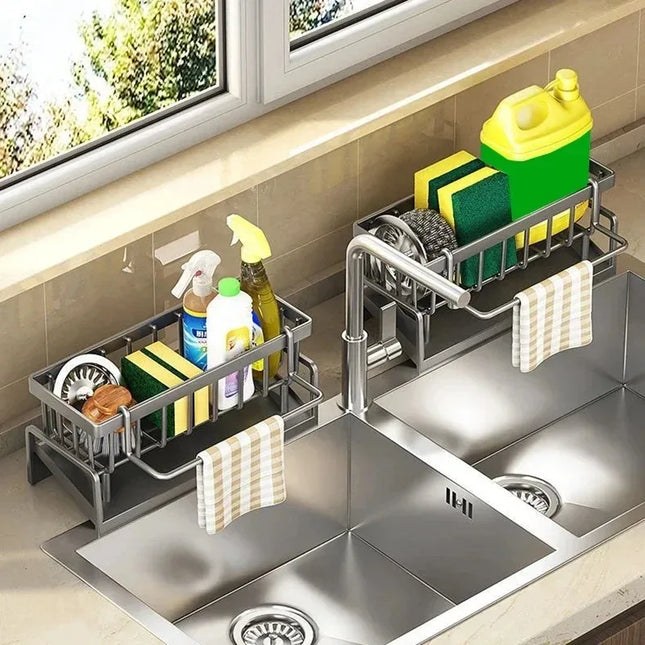 Multifunctional Sponge Rack Drainer Kitchen Shelf Sink Rag Dishwashing Detergent Dishcloth Organiser Kitchen Storage Racks