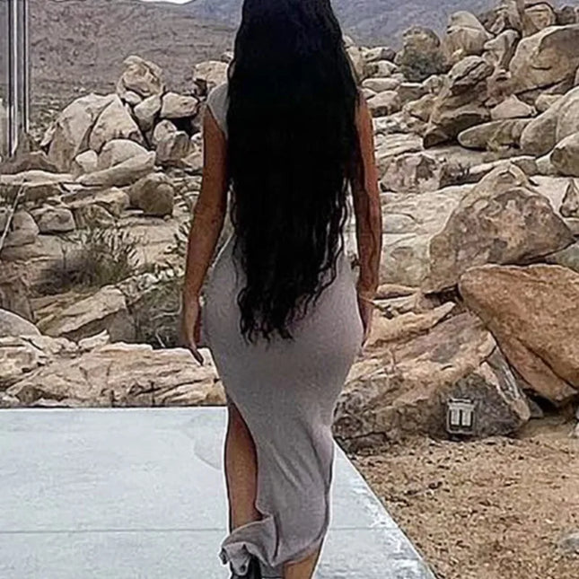 Backless Slit Long Dress Women Y2K Summer Dress Strapless Bodycon Elegant Dress Sexy Ladies Birthday Party Sleeveless Dress