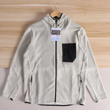Outdoor R High-End Wave Pattern Warmth Couple Zipper Hooded Fce Lined Base Layer irt Middle Layer Sweatirt