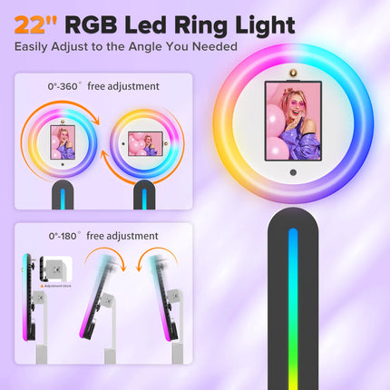 Portable ipad Photo Booth For Birthday Party Event RGB Ring Light Photobooth APP Remote Control US Ship With Hard Flight Case