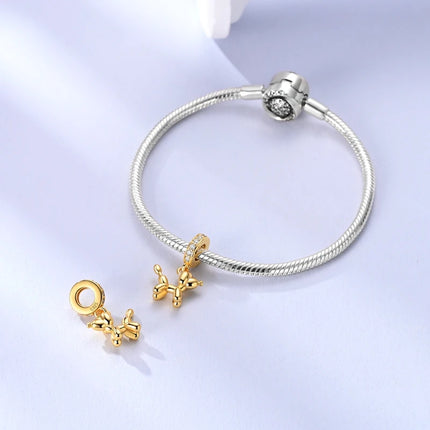 Gold Series DIY Charms Bead Original 925 Sterling Silver Inlaid Zirconium Sun Leopard Pendants Fit Bracelet Jewelry Gift Marking