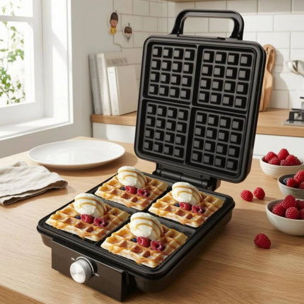 4-Slice Waffle Appliance Non-Stick Coating 4 Slice Waffle Appliance Small Appliance Easy to Clean Heat-Resistant Handle Handle