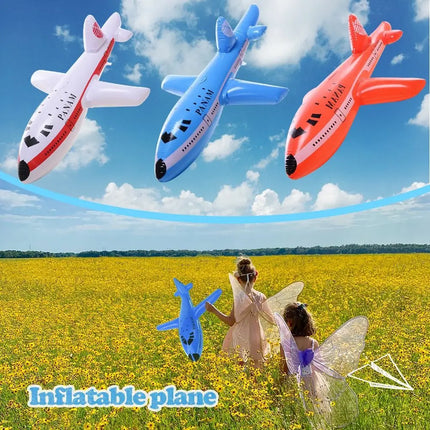 Inflatable Airplane Float Airplane Ball with Inflatable Tube for Swimming Outdoor Inflatable Toy For Kids Birthday Gift