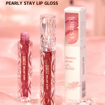 QIBEST Shimmer Lip Gloss Diamond Glitter Lip Tint Waterproof Long Lasting Matte Liquid Lipstick Red Purple Lipgloss Women Makeup