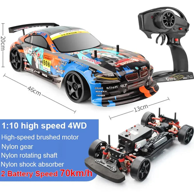 1:10 70km/h High-speed Drift Remote Control Car 2.4G 4WD Rc Off-road Vehicle Dual-speed Rc Car Children's Christmas Gift
