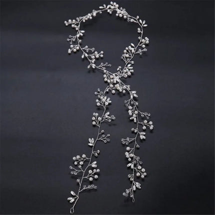 Western Wedding Fashion Headdress for Pearl Crystal Bride Handmade Wedding Crown Floral Pearl Hair Accessories Hairpin Ornaments
