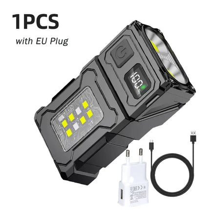 Mini USB Rechargeable LED Flashlight Portable Tail Magnet Flashlights Super Bright Camping Lantern Side COB Emergency Light