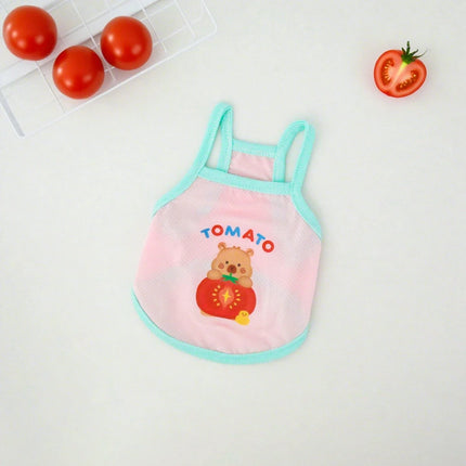 Pet Summer Breathable Ice Silk Strap Cat and Dog Cooling Clothes Cute Bear Printed Dog Clothes