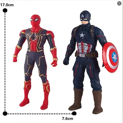 Avengers Spiderman Iron Man Hulk Captain America Collectible Superhero Action Figure Toy Luminous Hand Movable Kids Charm Gifts