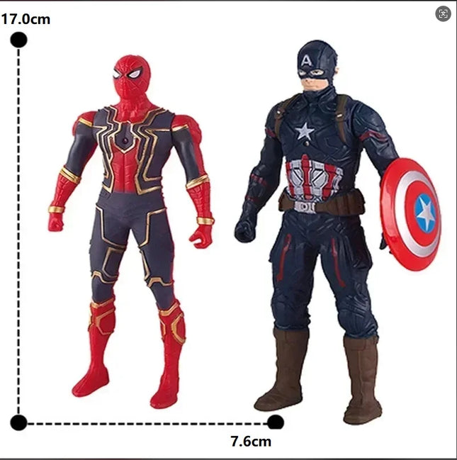 Avengers Spiderman Iron Man Hulk Captain America Collectible Superhero Action Figure Toy Luminous Hand Movable Kids Charm Gifts