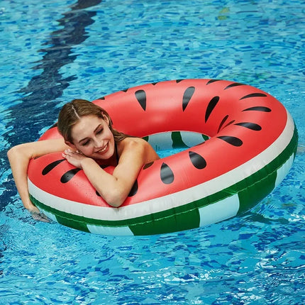 Watermelon Inflatable Swimming Ring PVC Thickened Summer Water Toys for Kids Adults Simulation Pool Beach Party Decoration