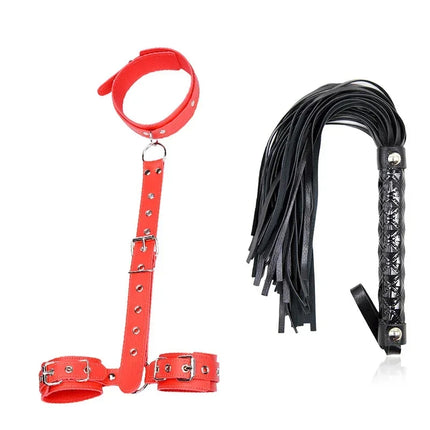 Bondage Restraint Kit Neck Collar Handcuff Whip Binding Rope Erotic Game Supplies for Adults