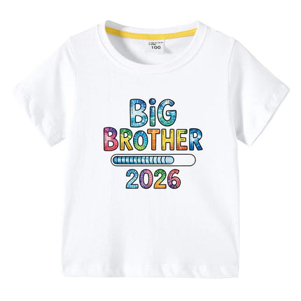 Children's T-shirts 2026 New Design Original Letter Kids Fasion Tops Big Brother Printed Boys Pure Cotton Tees Kids O-Neck Tops