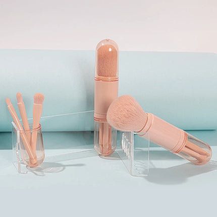 4 in 1 Mini Cute Makeup Brush Travel Makeup Brushes Set Retractable Professional Foundation Blending Powder Eye Shadow Brush