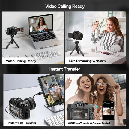 NBD Compact Digital Photography Camera4K Wireless Network Camera Retro Vlog Recorder YouTube 48MP Camera 3"flip Screen