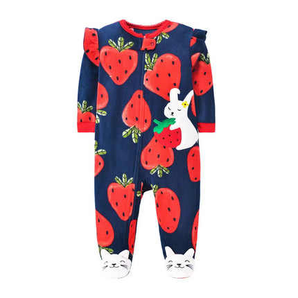 Spring Baby Girl Rompers Clothes Zipper Fleece Autumn Warm Newborn Infants Pajamas Outfit Animal Jumpsuit Clothing 0 -12 Months
