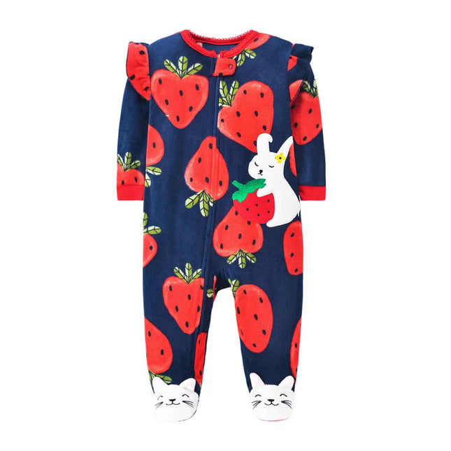 Spring Baby Girl Rompers Clothes Zipper Fleece Autumn Warm Newborn Infants Pajamas Outfit Animal Jumpsuit Clothing 0 -12 Months
