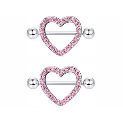 1Pair Pink Butterfly Nipple Piercing Jewelry Shiny Crystal Nipple Rings For Women Girls Heart Nipple Barbells Piercing Pezon