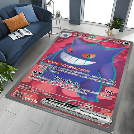 Potdemiel Pokemon Cards Gengar Area Rugs Carpet For Living Room Home Decoration Children's Crawling Living Room Game Floor Mat