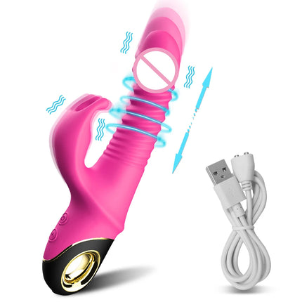 2022 Rabbit Thrusting Vibrator Automatic Telescopic G-Spot Clitoris Stimulator Female Masturbation Sex Toys For Women Adults