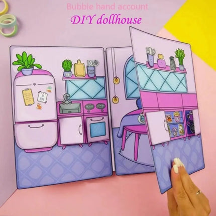 No Cutting Paper Doll House Girl Play Repeatedly Handmade Paper Doll Quiet Book DIY Toy Princess DIY Cute Princess Book