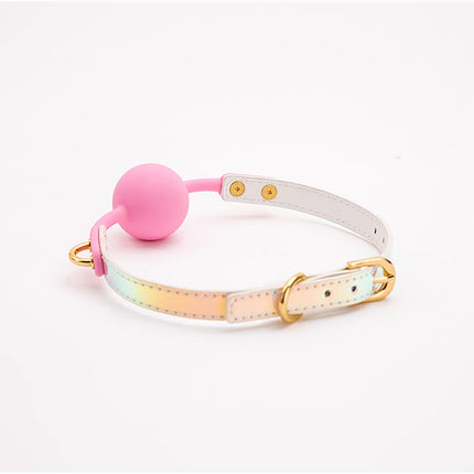 2 Colors Sex Toys For Couples Adult Game Colorful Soft Silicone Ball Gag Oral Fixation PU Leather Conquer Toys Bondage Mouth Gag