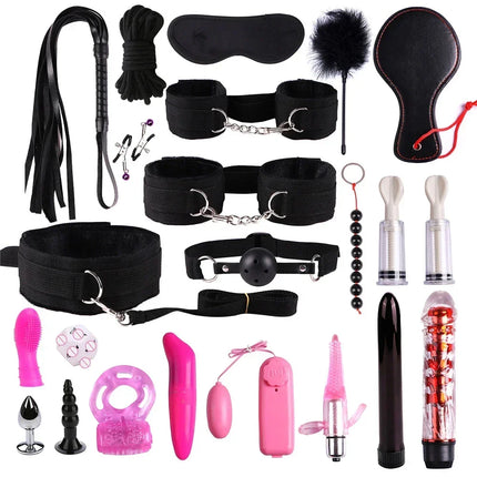 Leather Bondage Set BDSM Fetish Handcuffs Collar Erotic Toys Women Couples Adult Play Erotico Sexy Toys Sex Toys for Women Slave