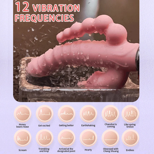 Rabbit G-Spot Dildo Vibrator Clitoris Stimulator Penis Anal Double Penetration Tongue Licking Double Rod Sex Toy for Women Adult