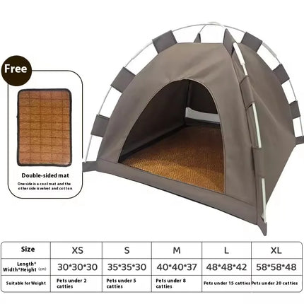 Portable Cat Tent Bed Breathable Oxford Pet House with Double-sided Mat Summer Cooling Cat Cave for Indoor Outdoor Cats Dogs
