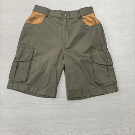 2026 New Men Retro Washed Cargo Shorts Suede Contrast Pocket Multi Utility Pockets Casual Outdoor Hiking Fishing Short Pants