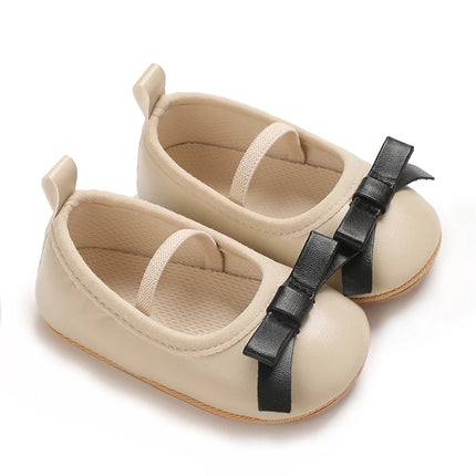 Baby Shoes Newborn Girls Princess PU Preschool Shoes Formal Shoes Bow Princess Wedding Party Anti slip First Step Shoes 0-18M