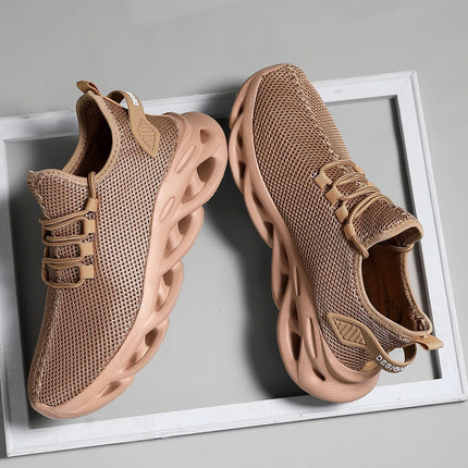 Men Sports Running Black Jogging Shoes Casual Sneakers Brown Outdoor Breathable Mesh Women Light Shock-absorption Black Tennis
