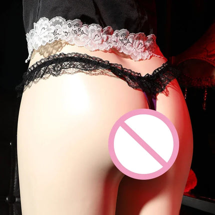 Gay Mens Sissy Lingerie Sexy Frilly Lace G-string T-back Bulge Pouch Thongs Underwear Exotic Sex Briefs Crossdress Panties