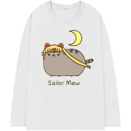Japanese Polka Dot Cute Lazy Cat Print Loose T-shirt Aesthetics Kawaii Cartoon Tops Women's Sweet Harajuku Grunge Tees Y2k Tops