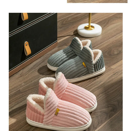 Shevalues Fashion Fur Slippers For Women Men Winter Warm ankles Cozy Furry Slides Home Indoor Soft Sole Plush Slides Cotton Shoe