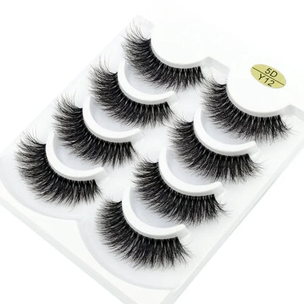 HBZGTLAD 4pairs mink lashes natural long invisible thin band fake lashes transparent terrier soft eyelashes extension Beauty
