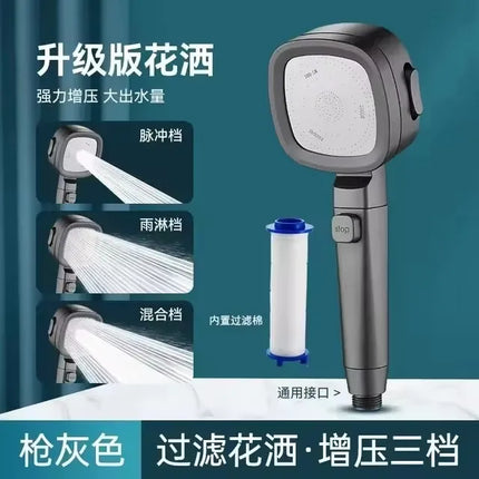 New 3 Modes High Pressure Shower Head Water Saving Shower Adjustable One-Key Stop Water Massage Sprayer Bathroom Accessories