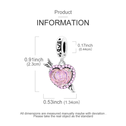 2026 Romantic Pink Color Charms Bead 925 Sterling Silver CZ Zircon Love Heart Pendants Fit Original Bracelet DIY Jewelry Gift