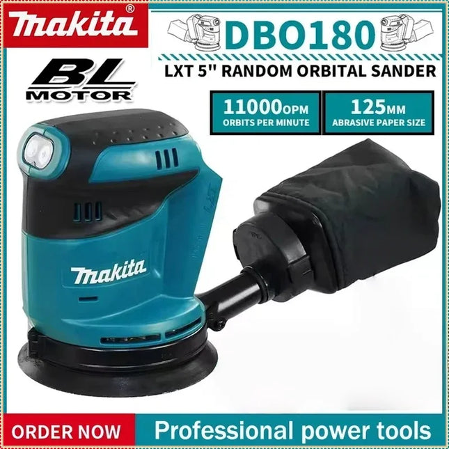 Makita DBO180Z Cordless Body Only Cordless 18 V Li-ion Random Orbit Sander, 125 mm  Woodworking Sanding Putty Polishing