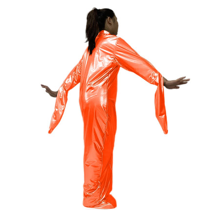Fetish PVC Faux Leather Bondage Sack Bag Double Layer Spandex Cuff Zipper Sleeping Bag Lockable Zipper Erotic Costume Catsuits