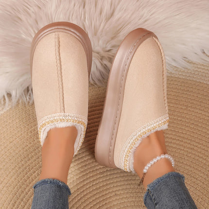 Women's Winter Fur Shoes Male Ankle Boots Platform Slippers Home Warm Fashion Outdoor Basis Thick Wool Wool Short Boots