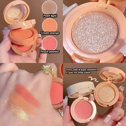 Highlight Powder Matte Blusher Eye Shadow 3 In 1 Face Makeup Natural Palette Multi-color Delicate Shiny Beauty Makeup Cosmetics