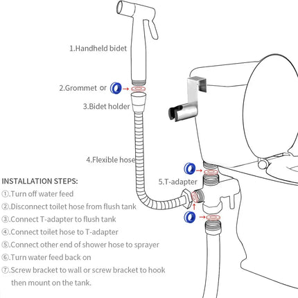 Handheld Toilet Bidet Faucet Sprayer Stainless Steel Bathroom Bidet Spraye Set Hand Sprayer Shower Head Self Cleaning No Punch