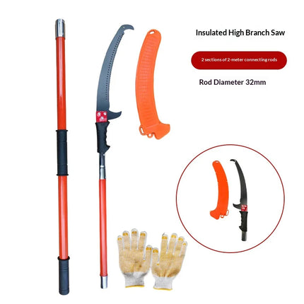 Pruning Saw Thickened 32mm Insulated Pole Garden Hand Tool Double Hook Saw Sharp Edge Tree Pruning Outdoor High-Altitude Work