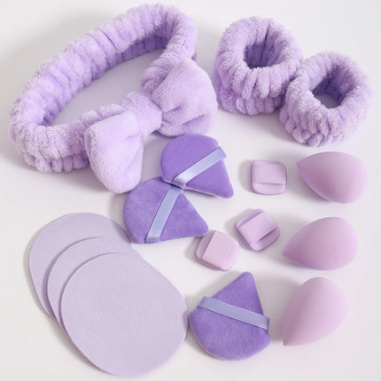 15 件套 Cosmetic Puff Makeup Sponge Blender Beauty Egg Foundation Sponges Puff Wash Face Headband Wristband Make up Accessories
