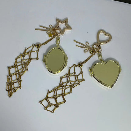 New Golden Stainless Steel Lipstick Pouch Keychain Decoration Fashion Portable Lippy Storage Bag Hanging Keyring Hanging Gift