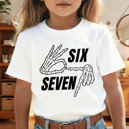 67 Meme T-Shirt for Boys Girls Fashion Splashed Ink 3D Print Girl Short Sleeve Tees Round Neck Tops Loose Children's Clothing