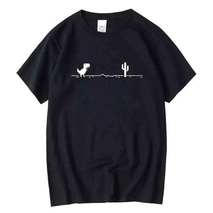 Men's High Quality 100% Cotton Funny Dinosaur Print T-Shirt Loose O-neck Summer Cool Men T-shirt Short Sleeve T-shirt Male Tee Top