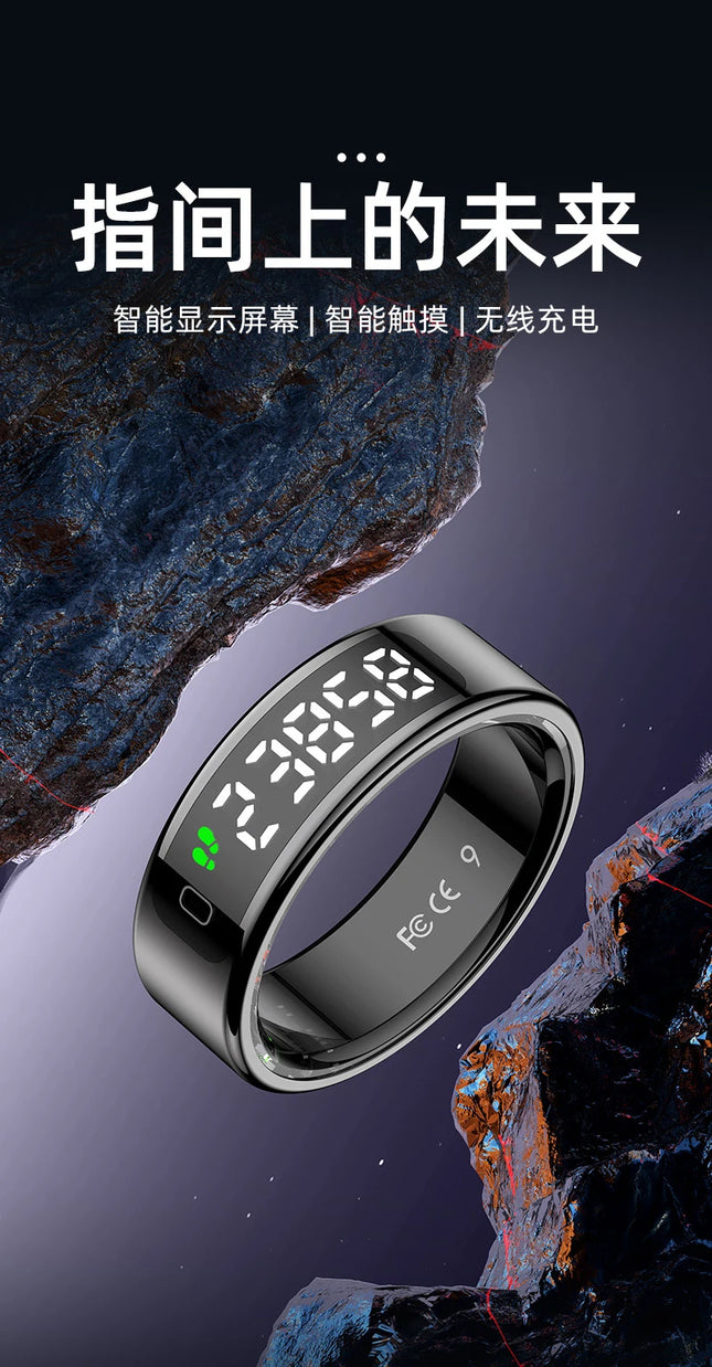 New R11 Smart Ring With Display Screen Gesture Control Health Heart Rate Sleep Monitor 5ATM Waterproof Sport Fitness Smart Ring